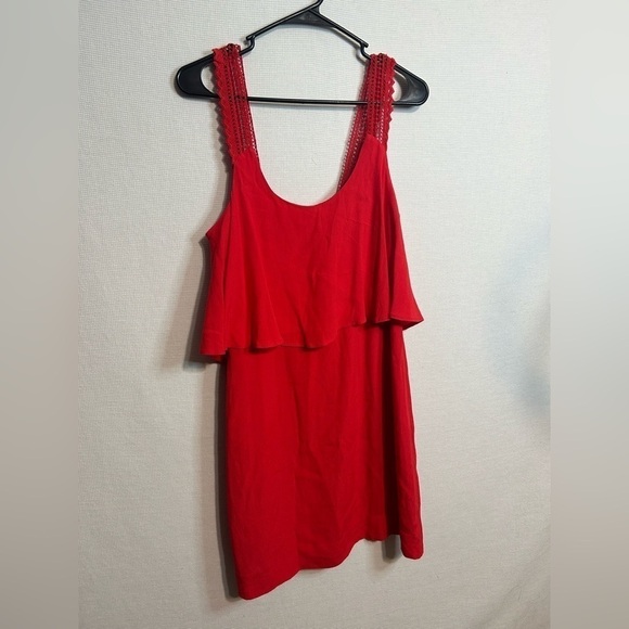 Anthropologie Maeve viscose blend cocktail casual red tiered dress - Picture 2 of 9
